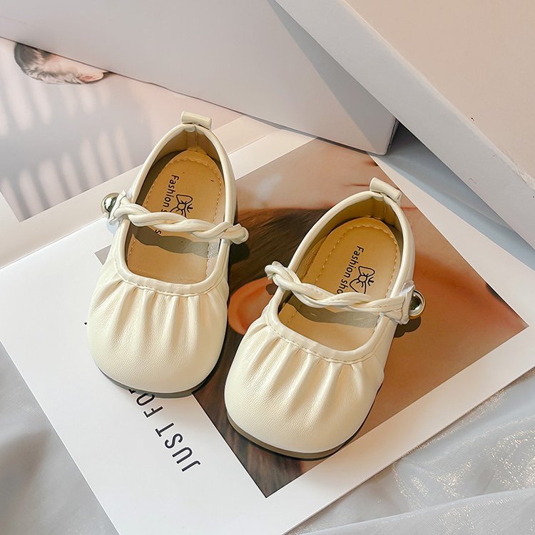 Girls' Leather Shoes 2025 Spring and Autumn New Arrival Girl's Baby Stylist All-Match Single-layer Shoes Children's Trendy Soft-Sole Simple White Shoes