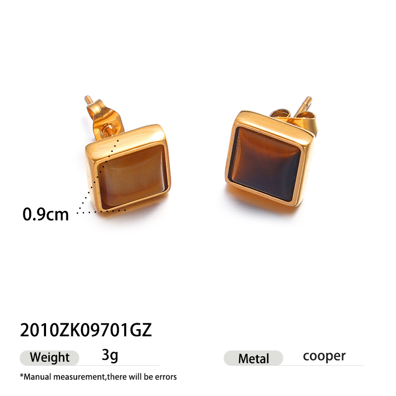 Taina europa y americana pendientes de acero inoxidable lujo ligero de alto nivel sensación de piedra triturada natural pendientes al por mayor joyería transfronteriza nicho