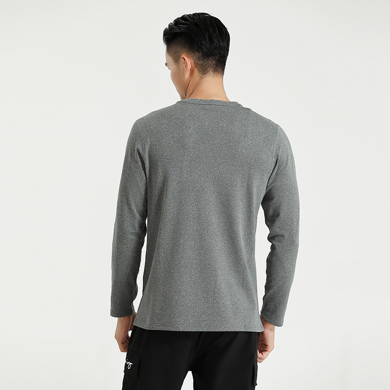 2022 otoño nuevos deportes de los hombres de manga larga Camiseta simple cuello redondo corriendo fitness bottoming camisa versátil más tamaño