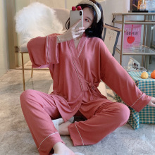 新款莫代尔和服月子服日系简约夏季薄款纯棉哺乳喂奶衣一件代发