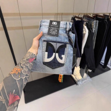 新款高端轻奢刺绣DG弹力牛仔裤男百搭修身小直筒裤休闲长裤子