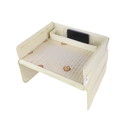 Table Multifunctional Baby Stroller Small – Car table board - embroidery-style-square-beige-bear