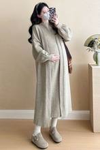 孕妇装秋冬套装2025新款韩版慵懒风半高领针织连衣裙开衫毛衣外套