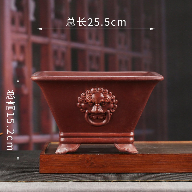 Antiguo púrpura arena maceta fábrica al por mayor grande rectangular suculenta gres bonsai simple orquídea especial maceta