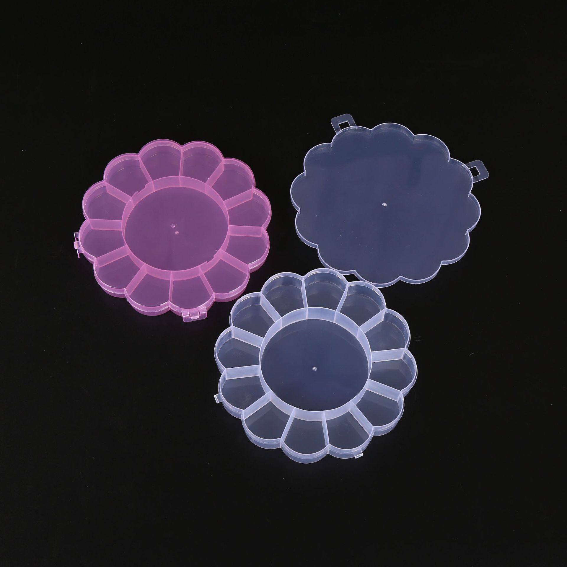 Pp material Plum Blossom caja de plástico pequeña banda de goma pulsera DIY compartimiento de joyería tocado caja de almacenamiento caja de plástico Mermaid