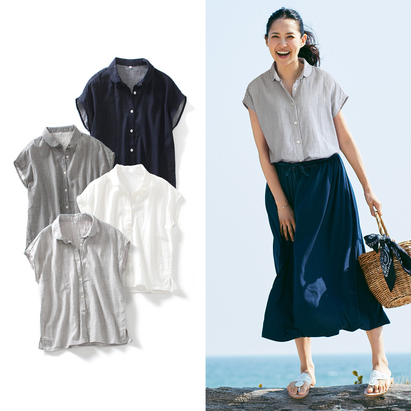 Japanese Single Export Cut Label Ingot Collar Double Layer Baby Yarn Pure Cotton Short-Sleeved Loose Literary White Shirt for Women Japanese Single Export Cut Label Ingot Collar Double Layer Baby Yarn Pure Cotton Short-Sleeved Loose Literary White Shirt for Women