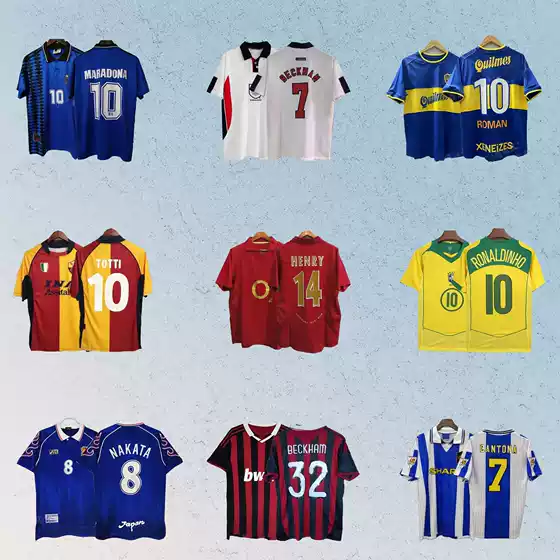 Retro printed football jersey for Argentina, Brazil, Arsenal, Inter Milan, Portugal, AC Milan, Inter Milan
