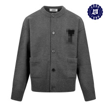 跨境ami针织开衫25金宝秋冬新品爱心羊驼毛混纺男女圆领毛衣外套