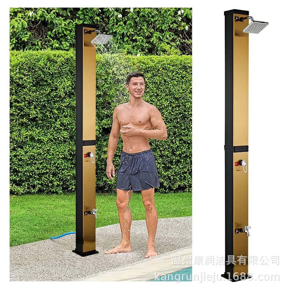 Kangrun Amazon proporciona 40L paneles de alambre dibujado oro de gran capacidad cuadrada forma columna de ducha al aire libre