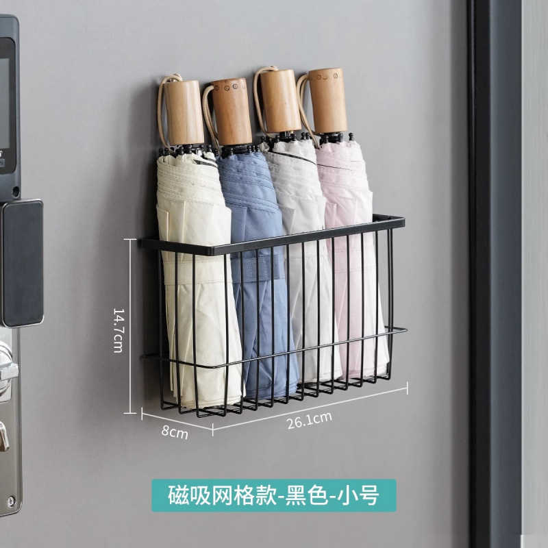 入户门后磁吸口罩收纳盒神器雨伞架玄关门口磁铁防盗门门上置物架|undefined