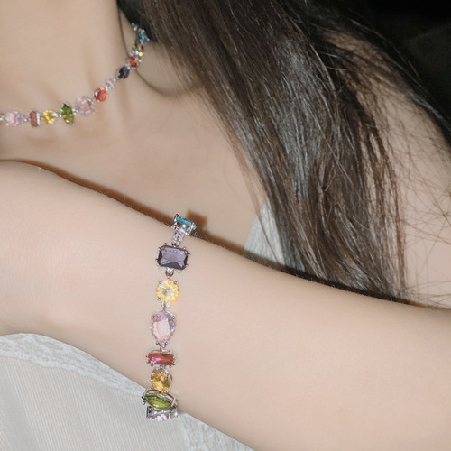 Versa Summer Sweet and Cute Candy Set Lolita Women's Gold-plated Micro-Inlaid Zirconium Ambilight Crystal Bracelet