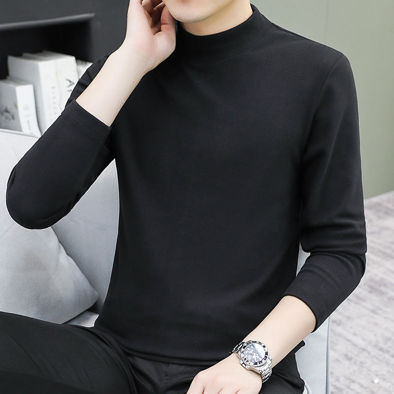 定制男士打底衫加厚加绒长袖立领T恤秋冬德绒弹力休闲男式打底衫