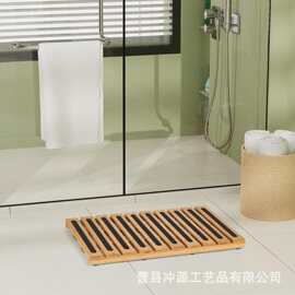 跨境木质浴缸脚踏浴室垫木质地板美容院水疗脚踏实木地垫