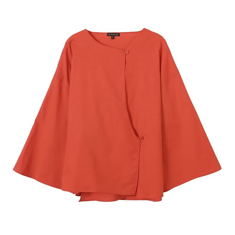 Myst&Za Cross-Border Foreign Trade Women's Clothing New Urban Commuter Style Design Elegant Asymmetrical Collar Round Neck Long-Sleeved Shirt Myst&Za Cross-Border Foreign Trade Women's Clothing New Urban Commuter Style Design Elegant Asymmetrical Collar Round Neck Long-Sleeved Shirt