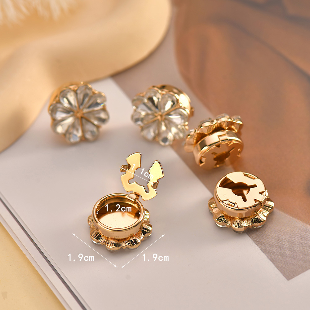 same style flower rhinestone cufflinks fashion shirt cufflinks collar buttons ladies temperament cufflinks_voghion.com
