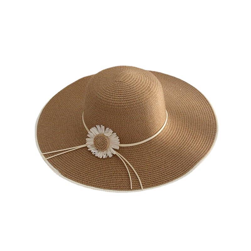 Sombrero de paja de las mujeres primavera y otoño ala grande sol protección sol sombrero verano Playa Sol sombrero playa viajes coreano pescador sombrero