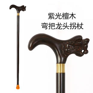 乌木紫光檀老年防滑拐杖实木圆头拐棍三节红木手杖老人木质助森生-阿里巴巴