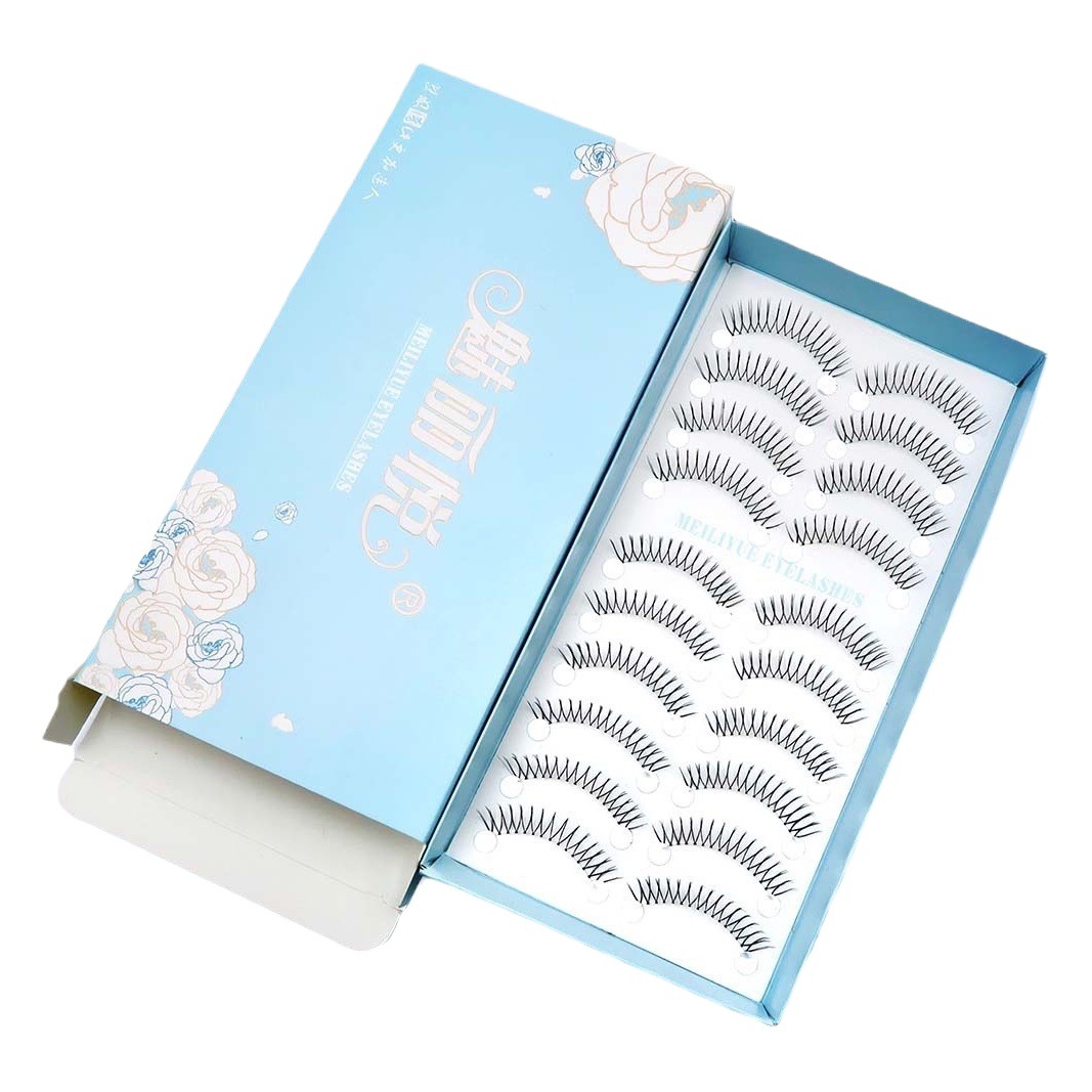 Mei Liyue Korean Women's Group Pestañas postizas Zhang Yuanying con el mismo tallo transparente natural 16 pestañas en forma de U 10 pares