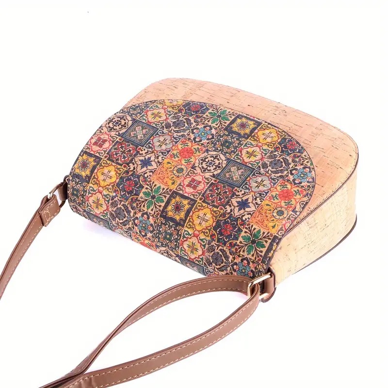 2024 New Cork Print Art Flip Saddle Versatile Casual Butterfly Back Zipper Crossbody Bag_voghion.com