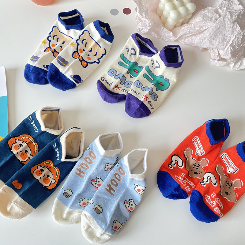 21 spring and summer new cartoon socks Japanese ins trendy children's graffiti low-cut cotton socks for women