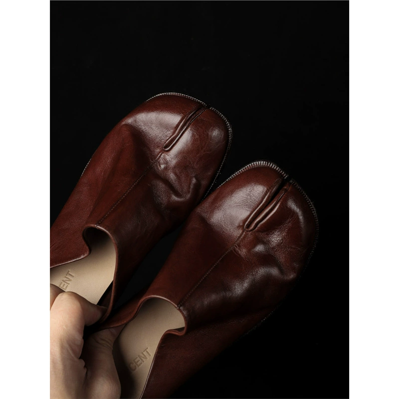 2025 новых моделей оптом, не фирменные, тяжёлые итальянские мюли из вымоченной конской кожи, складчатые, с раздельным носком, ручная работа, однотонные