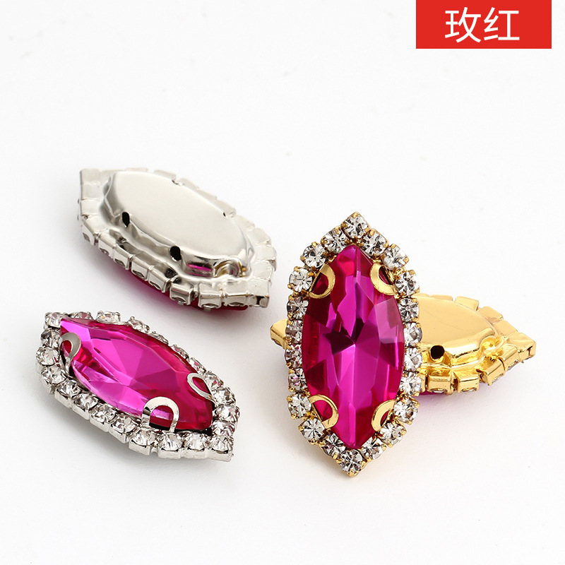 Ojo de caballo, borde, garras, taladro perforado, taladro cosido a mano, soporte inferior grueso, tocado, equipaje, accesorios de ropa, hebilla de cristal de ojo de caballo