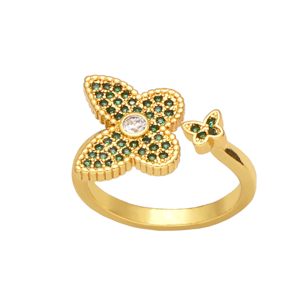 Fashion Copper Butterfly Ring Daily Electroplating Zircon Copper Rings display picture 5