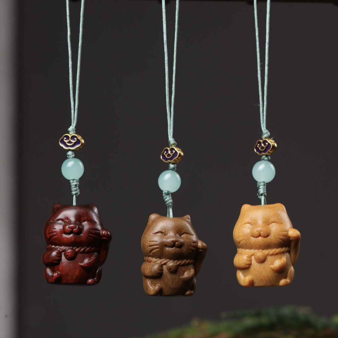 Cute pendant sandalwood, handle, mobile phone, accessory, wooden keychain, accessories, for luck