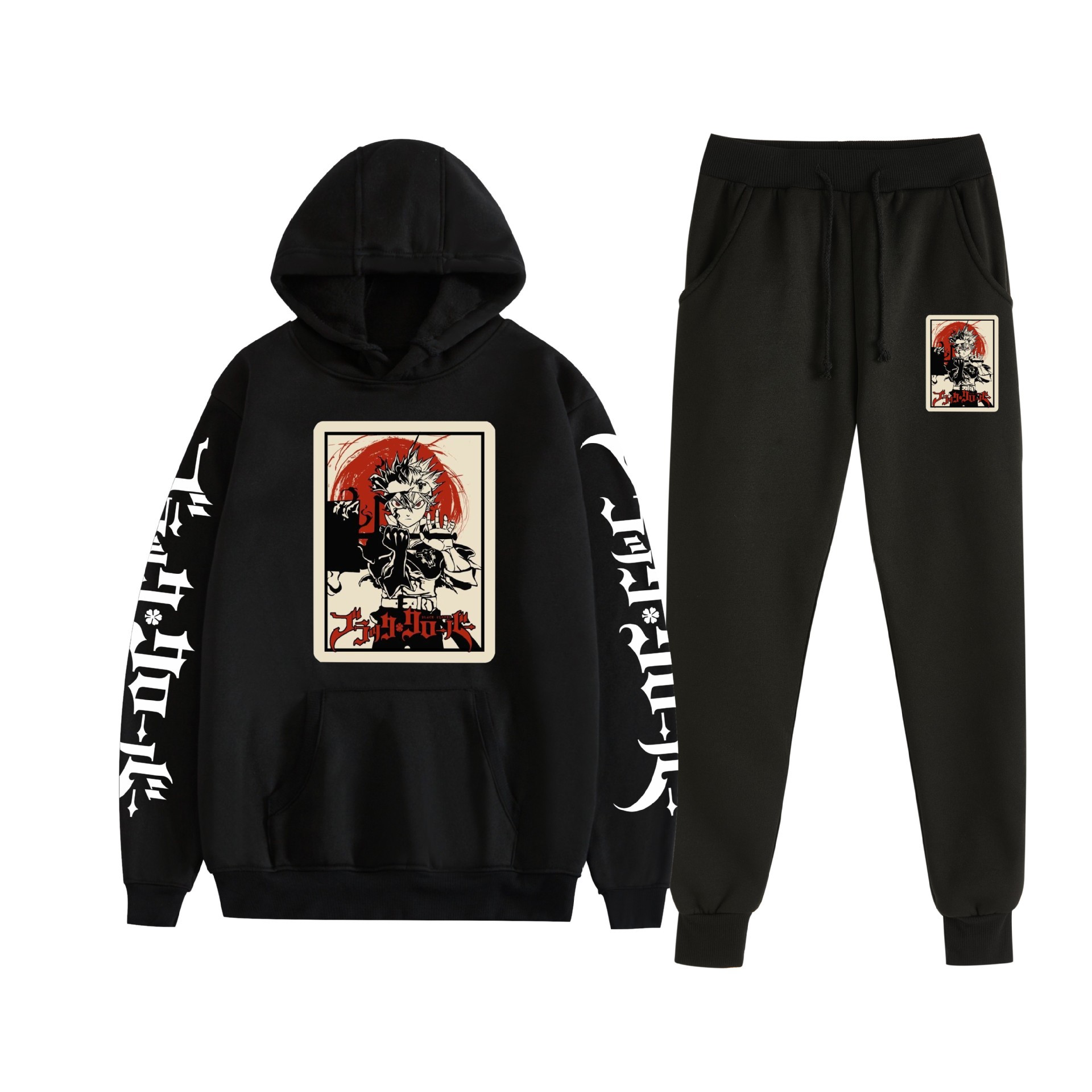 Comercio exterior nuevo estilo riman black trébol de cuatro hojas-Black Clover suéter con capucha corsés traje de dos piezas