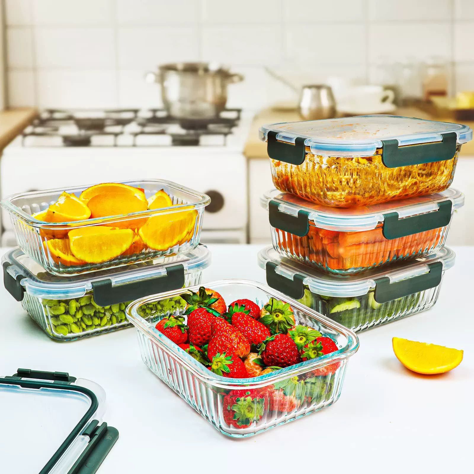 保鲜盒玻璃烤箱微波炉冰箱可用餐具钢化玻璃耐高温