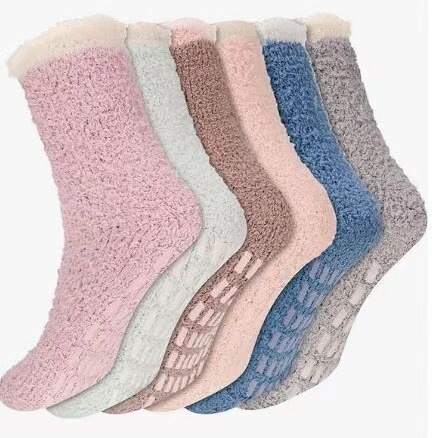 Women's Slippers with Gripper Socks Plush Sleeping Socks Anti-Slip Socks Coral Fleece Winter Medium Floor Cross-Border Yama