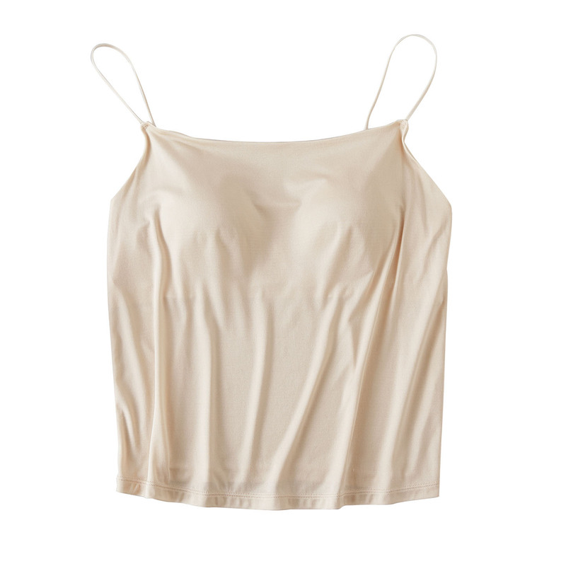 Silk Camisole with Built-In Bra, 42-Thread Twisted Silk, Skin-Friendly and Comfortable, Off-The-Shoulder Design, Anti-Exposure Top Silk Camisole with Built-In Bra, 42-Thread Twisted Silk, Skin-Friendly and Comfortable, Off-The-Shoulder Design, Anti-Exposure Top