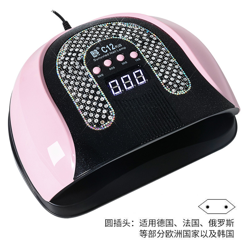 Lámpara de uñas Diamante creativo 256W Lámpara de fototerapia inteligente de alta potencia Luz UV Aceite de uñas de secado rápido Lámpara para hornear Lámpara transfronteriza