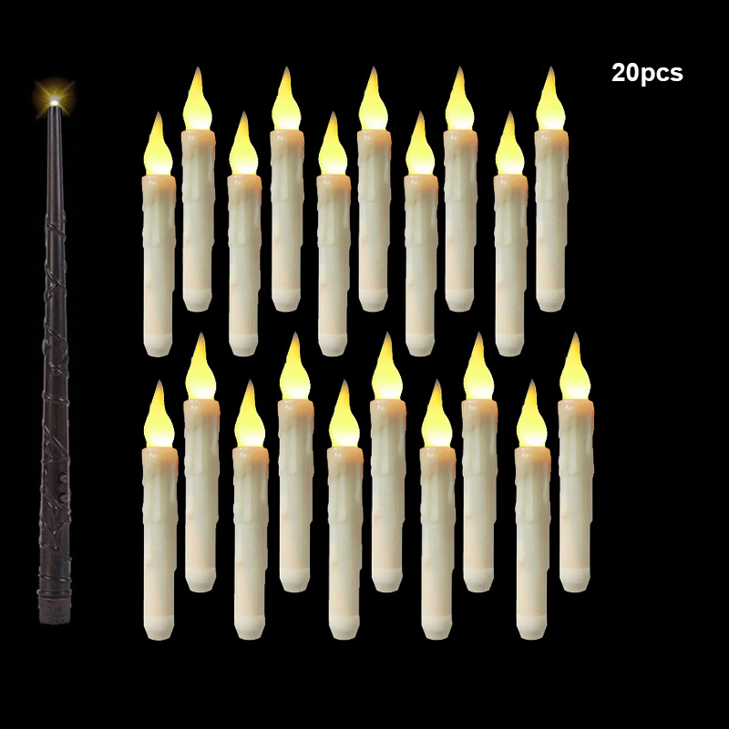 지팡이 + 20개 촛불 조명(노란색 플래시)