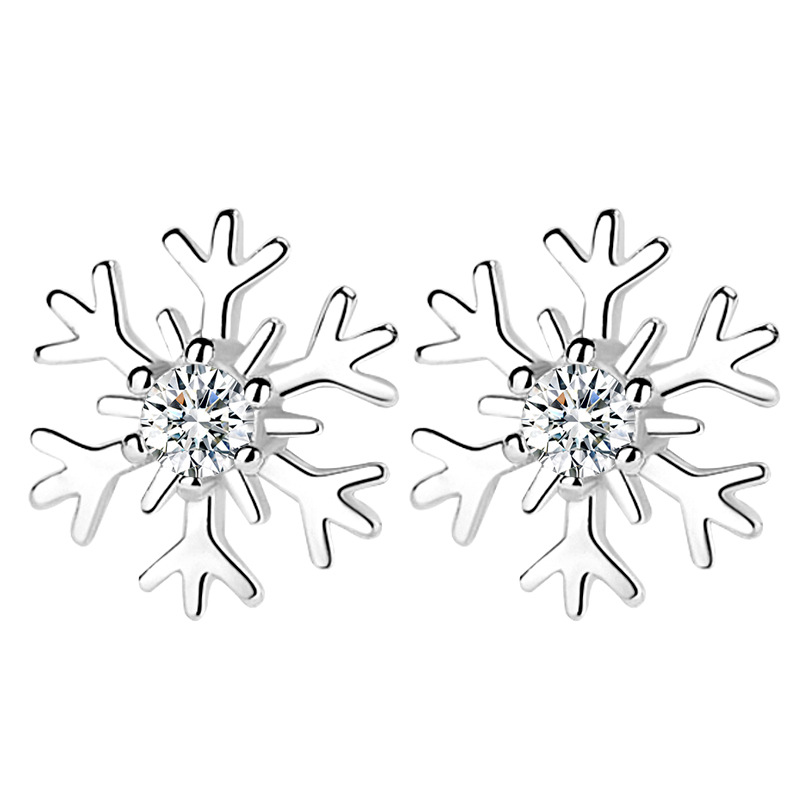 Pendientes de copo de nieve de plata esterlina S925