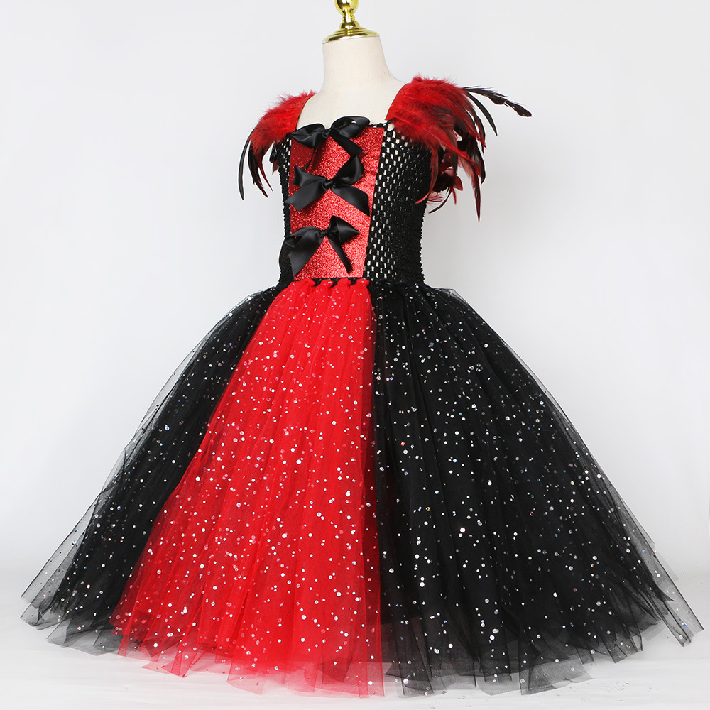 Abbigliamento per bambini Vestito da vampiro e zombie per bambini Costume da cosplay di Halloween per ragazze Vestito da tutù in tulle a rete_voghion.com