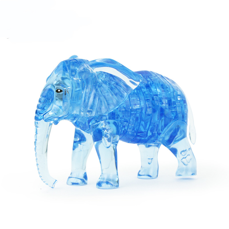 跨境 儿童玩具泰国吉祥大象 3D立体大象水晶拼图立体积木创意礼物