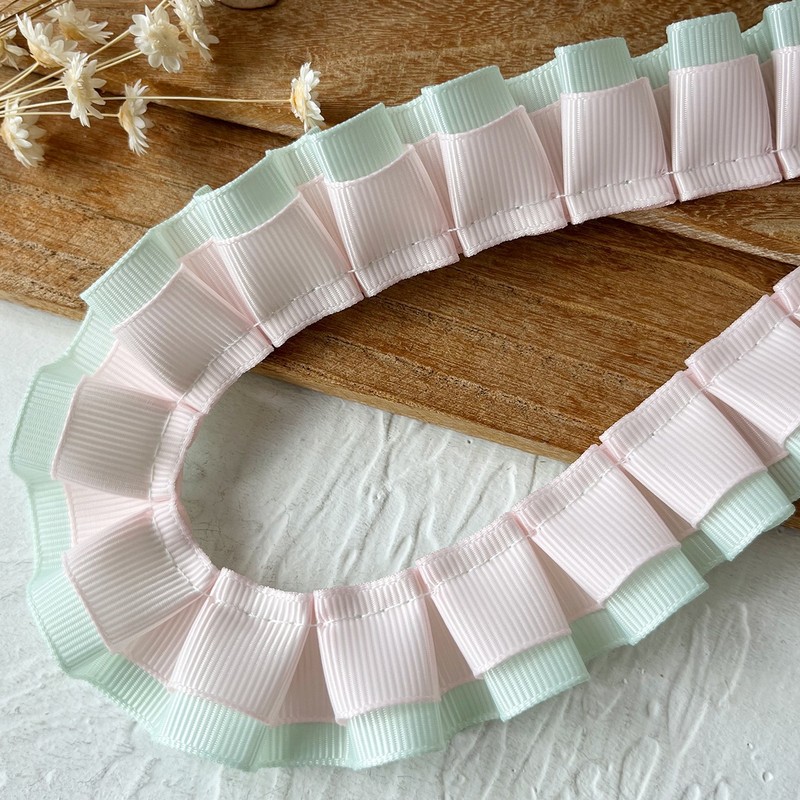 Pink and Green Double-Layer Threaded Belt with High-End Lace Accessories, Pain Board Decoration Belt, Hair Accessories, Handmade Handbook DIY Material