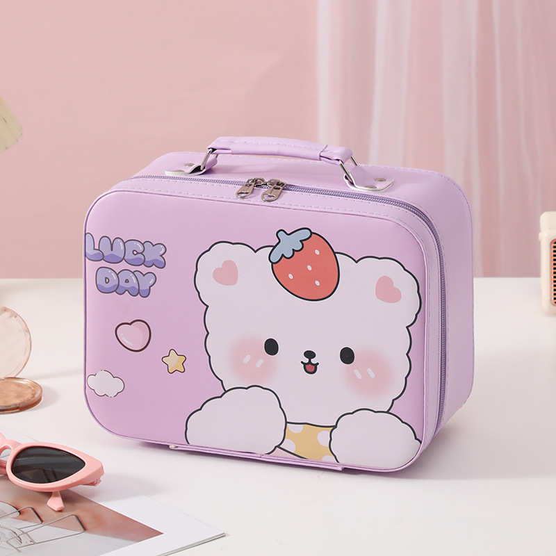 Cartoon Kapibara caja de maquillaje de gran capacidad bolsas de maquillaje portátiles lindas sin espejo caja de regalo
