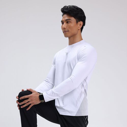 New stretch printed quick-drying T-shirt for men running long-sleeved fitness clothes shooting training clothes cycling sports quick-drying clothes