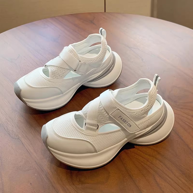 Thick-Soled Sports Sandals for Women 2026 New Summer Style with Velcro Cutouts Breathable Mesh Casual Shoes Dad Shoes