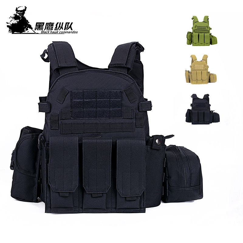 MOLLE anfibio de entrenamiento ligero multifuncional chaleco táctico negro 6094 desmontaje rápido chaleco táctico de combate al aire libre