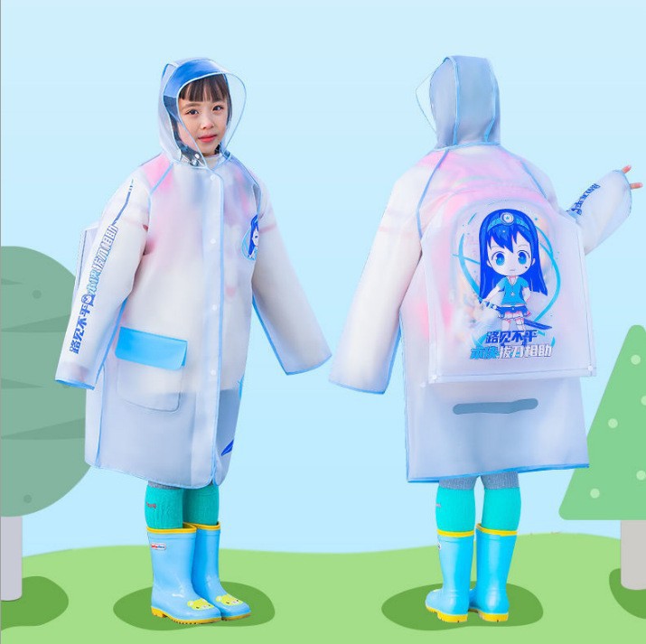 Chaqueta de lluvia para niños de 5 - 12 años de edad Eva para niños de la escuela primaria, bolsas escolares largas impermeables a prueba de lluvia para todo el cuerpo para la escuela para una sola persona