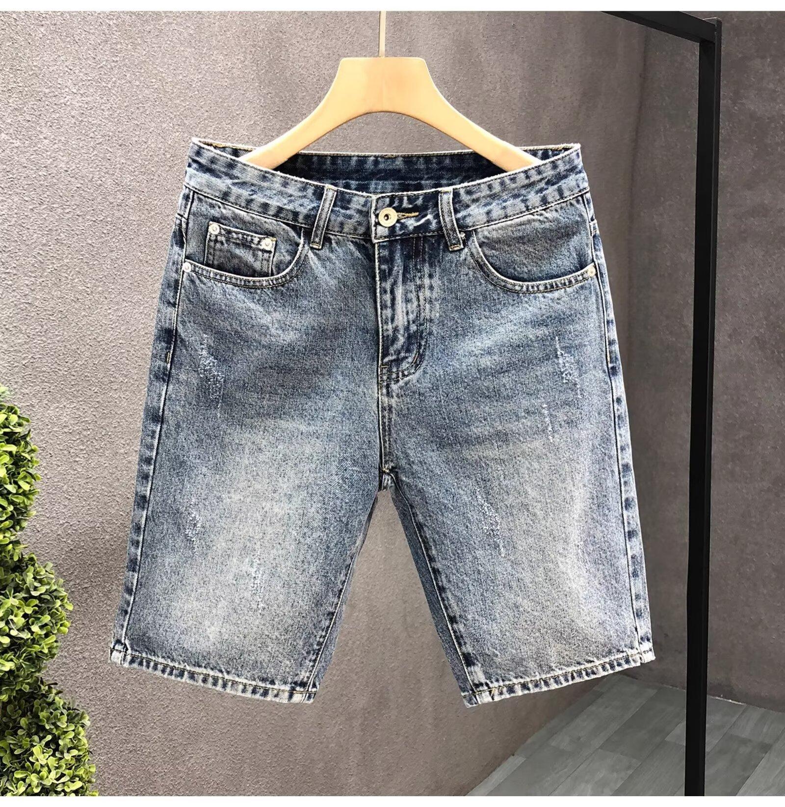 Herren Slim Fit Stretch Jeansshorts Mit Elastischem Bund_voghion.com