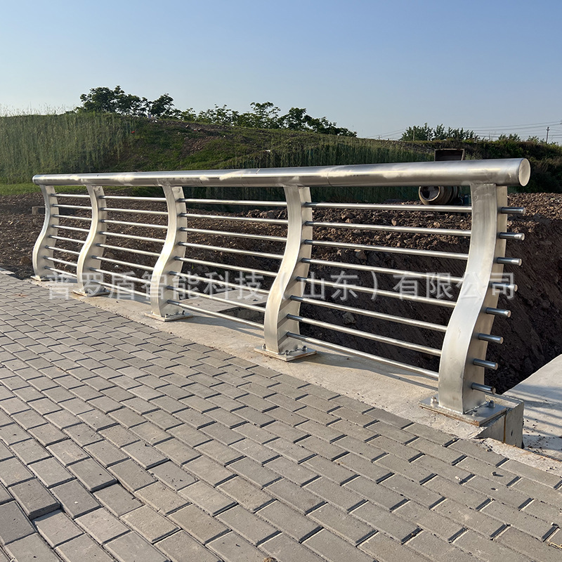 不锈钢桥梁防撞护栏桥梁河道铁艺隔离拦杆江边LED灯光桥梁防护栏