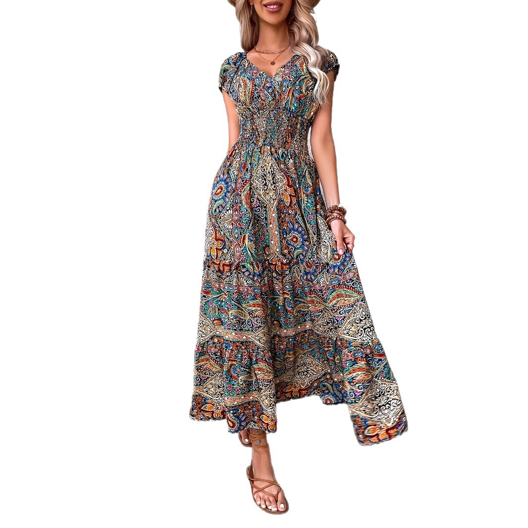 Cross-Border Source Foreign Trade European And American Women's Fashion Summer New Bohemian Style Waist-Cinching_ecoleips.com