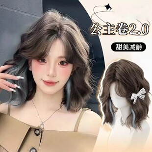 Full Wig for Women, Korean-Style Sweet Atmosphere, Short Hair with Bangs, Egg Roll, Realistic Hair, Naturally Fluffy Wig