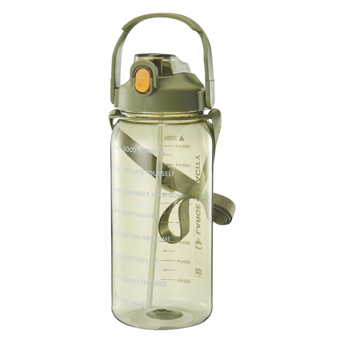 2023 seliya 2000ML tapa elástica paja bebida directa taza de doble propósito con la escala de la correa portátil tapa creativa hervidor de agua