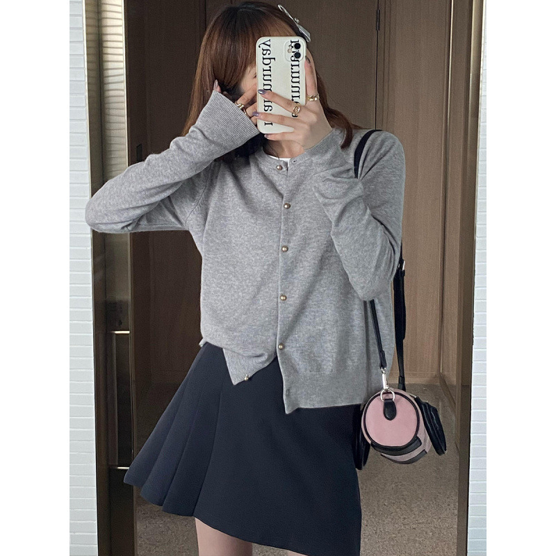 女针织女毛衣新上衣开衫外套长袖单排扣高级感薄秋季外搭