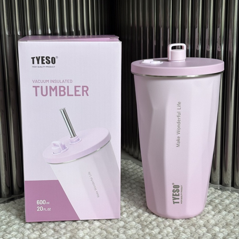 Tyeso クリエイティブ菱形グラデーションカラー魔法瓶カップ大容量車アイスバーカップ保温保冷ストローコーヒーカップ|undefined